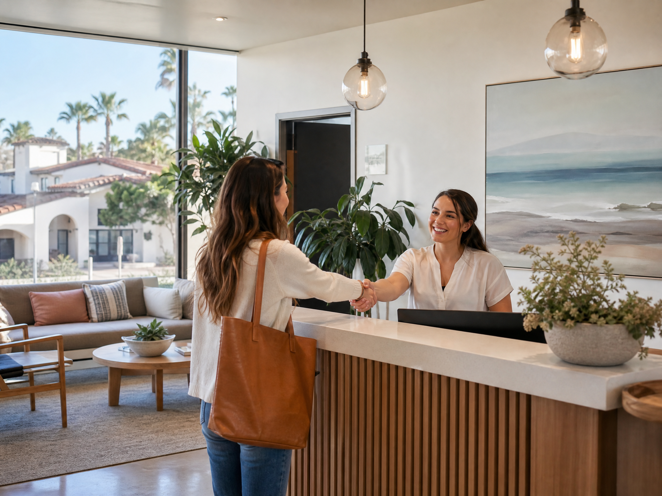Modern therapy clinic reception area with welcoming atmosphere