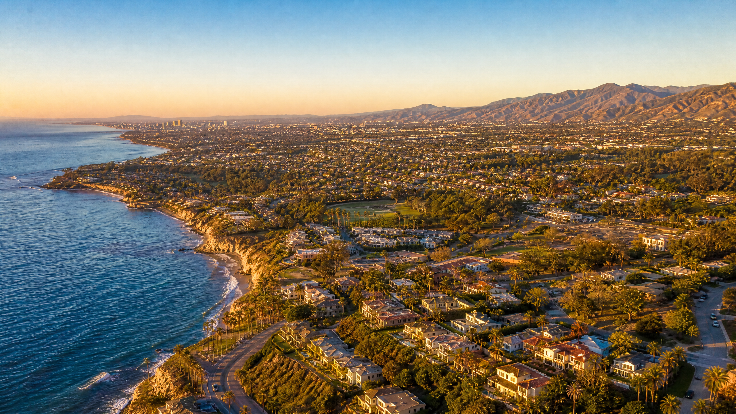 Aerial view of San Diego County coastline and communities